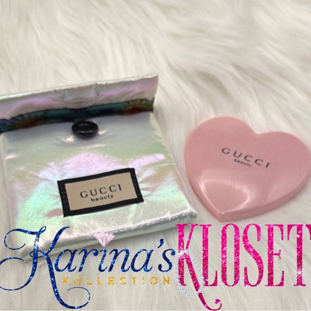 GUCCI Beauty VIP Compact Heart Mirror 🎀 Pink Gucci Travel Mirror - Picture 2 of 2